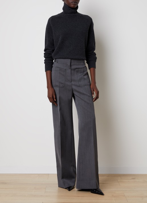 Victoria Beckham Marie fijngebreide trui van merino wol met col - voorkant 2 donkergrijs