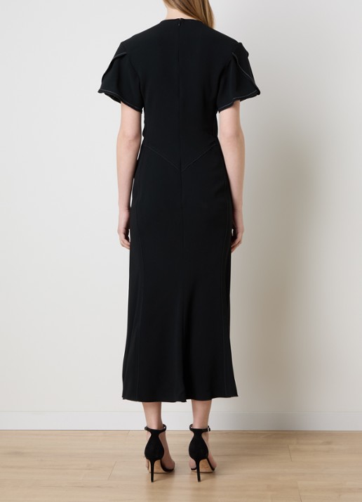 Victoria Beckham Maxi kokerjurk met V-hals - achterkant 3 zwart
