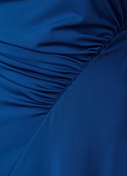 Victoria Beckham Midi jurk met asymmetrische zoom en ruches - detail 4 blauw