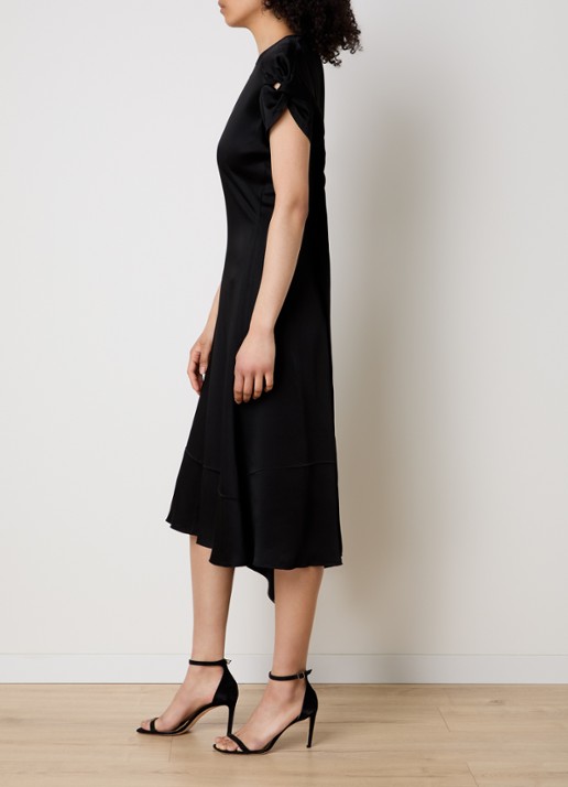 Victoria Beckham Midi jurk met asymmetrische zoom - voorkant 5 zwart