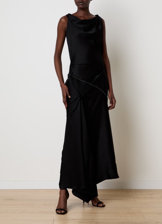 Victoria Beckham Midi jurk van satijn met watervalhals
