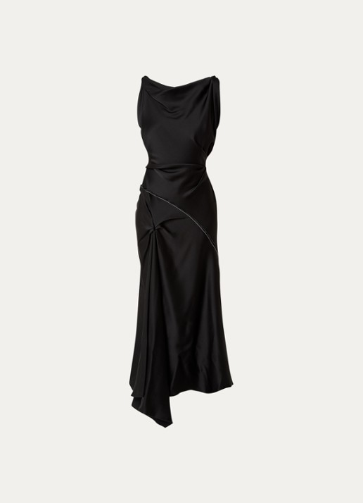 Victoria Beckham Midi jurk van satijn met watervalhals