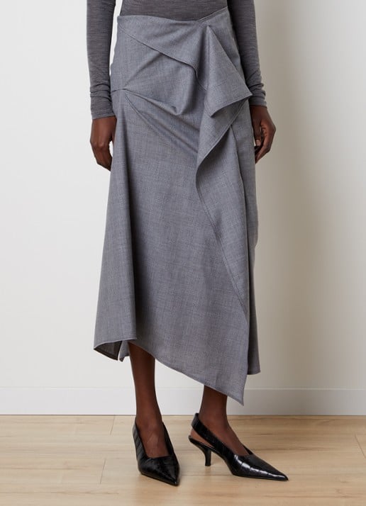 Victoria Beckham Midi rok van wol met asymmetrisch detail