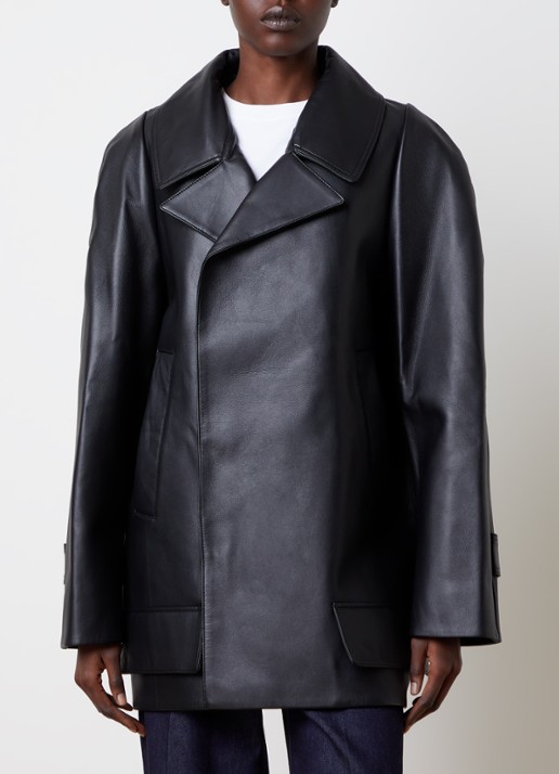 Victoria Beckham Pea jack van leer met steekzakken