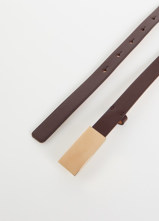 Victoria Beckham Portofino Mirror riem van kalfsleer - detail kastanjebruin