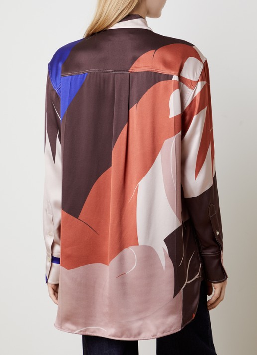 Victoria Beckham Remi blouse van satijn met print - achterkant 5 oudroze