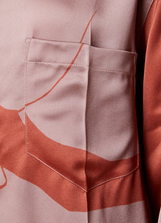 Victoria Beckham Remi blouse van satijn met print - detail 4 oudroze