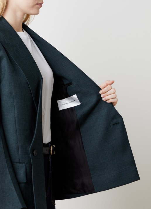 Victoria Beckham Sculptural Layered blazer van scheerwol - detail 5 donkergroen