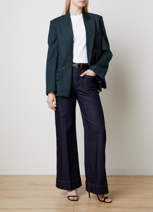 Victoria Beckham Sculptural Layered blazer van scheerwol - voorkant 2 donkergroen