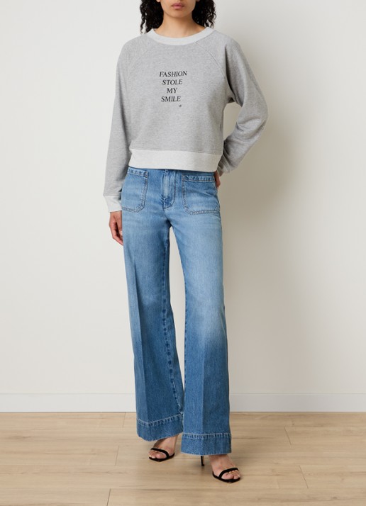 Victoria Beckham Slogan sweater met gemêleerd dessin en print - voorkant 4 grijsmele