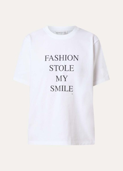 Victoria Beckham T-shirt met print  - voorkant 3 wit