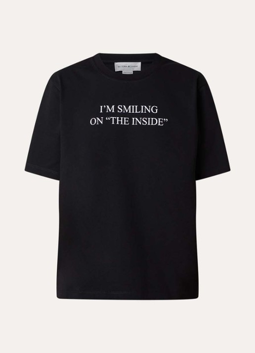 Victoria Beckham T-shirt met print  - voorkant 4 zwart