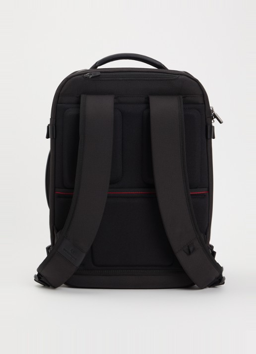 Victorinox Works Traveler 7.0 Boarding vergrootbare rugzak met 15.6 inch laptopvak - unisex - achterkant zwart