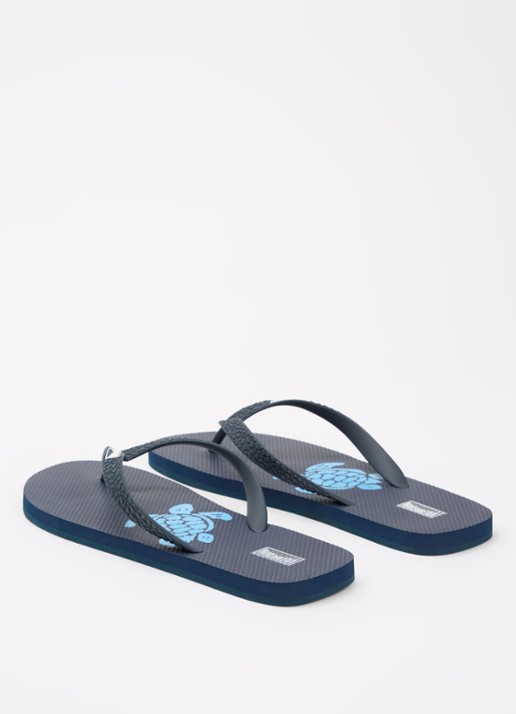 Vilebrequin Copp slipper met logo - achterkant 5 donkerblauw