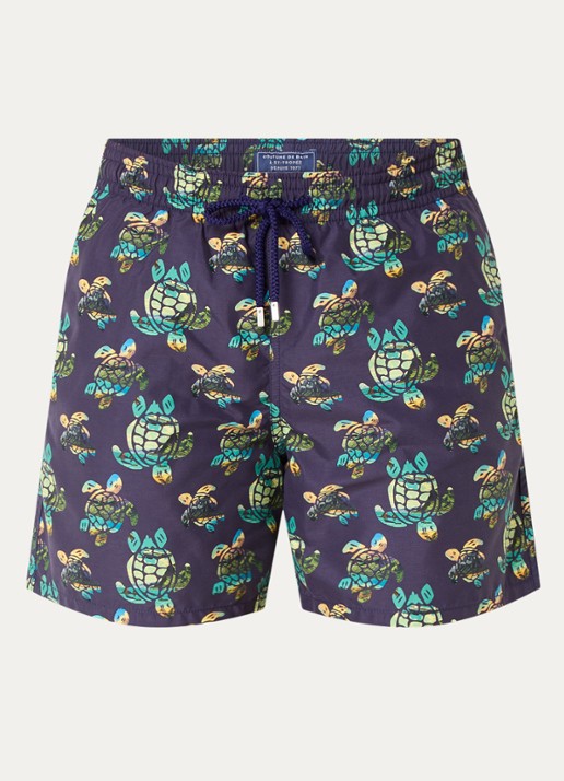Vilebrequin Moorea zwemshorts met print en steekzakken - voorkant 3 donkerblauw