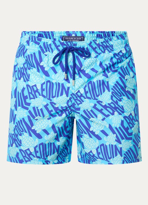Vilebrequin Moorea zwemshorts met steekzakken en print - voorkant 4 aquablauw