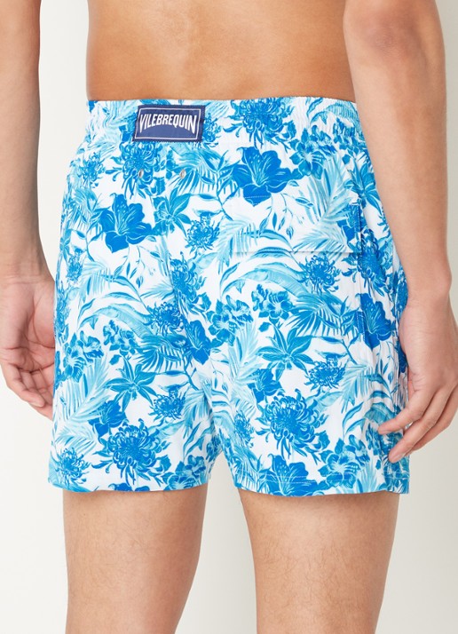 Vilebrequin Moorise zwemshorts met bloemenprint en steekzakken - achterkant 3 blauw