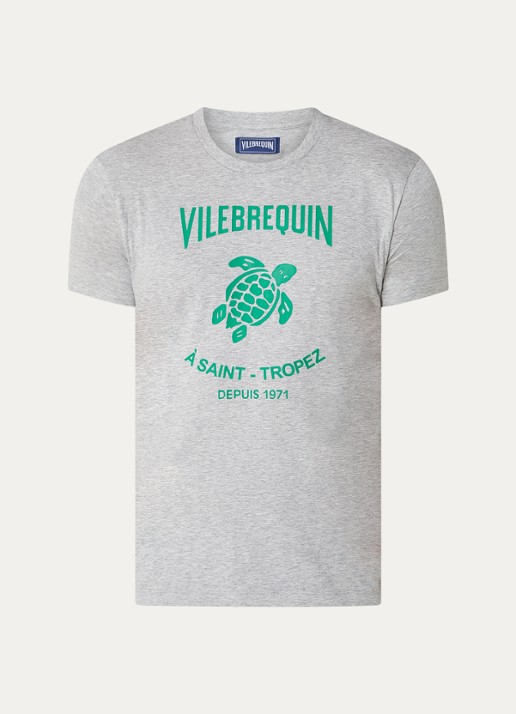 Vilebrequin Portisol T-shirt met gemêleerd dessin en logoprint - voorkant 2 grijsmele