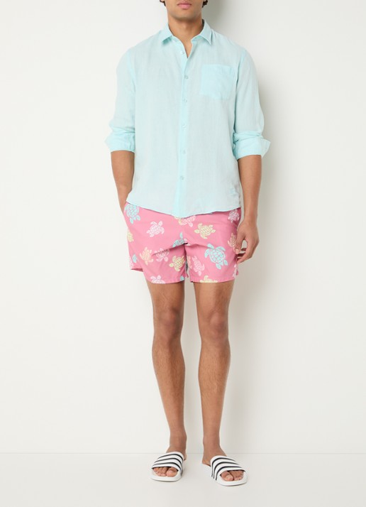 Vilebrequin Regular fit overhemd van linnen met borstzak - voorkant 3 turquoise