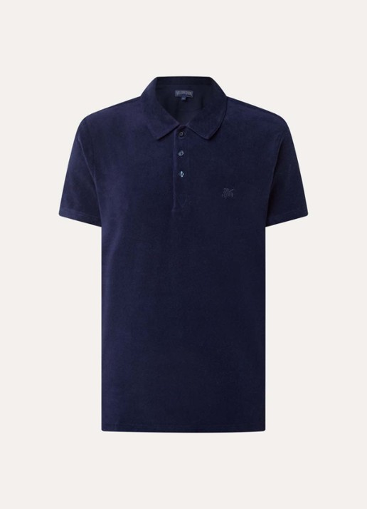 Vilebrequin Regular fit polo van badstof met logo - voorkant 2 donkerblauw