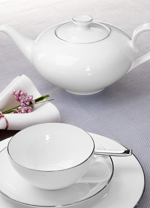 Villeroy & Boch Anmut Platinum No. 1 theepot 1 liter - voorkant 2 gebroken wit