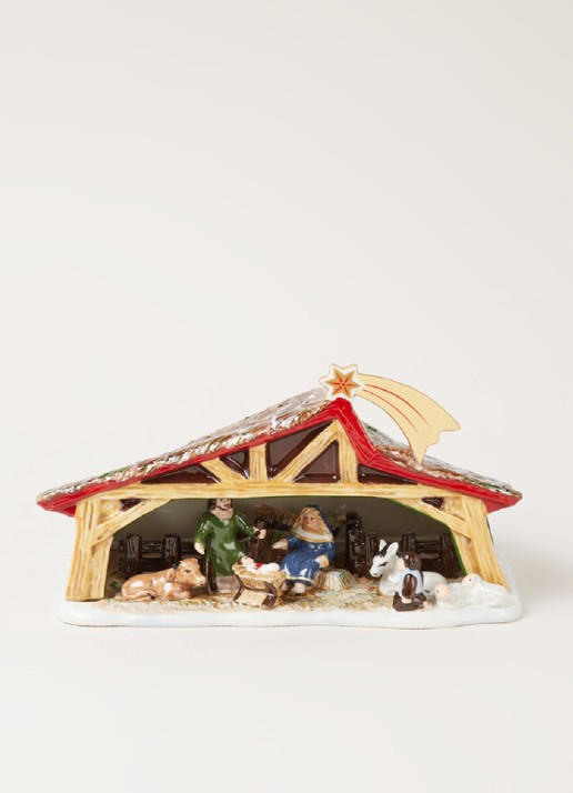 Villeroy & Boch Christmas Toy's kerststal waxinelichthouder 15 cm  - voorkant 3 bruin