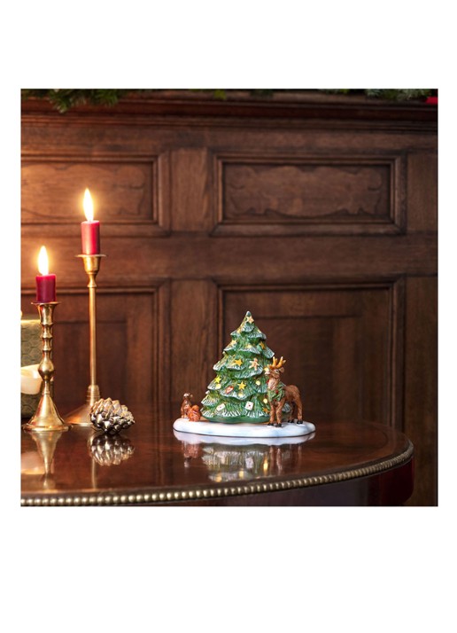 Villeroy & Boch Christmas Toys kerstboom met bosdieren waxinelichthouder 23 cm - detail 2 groen