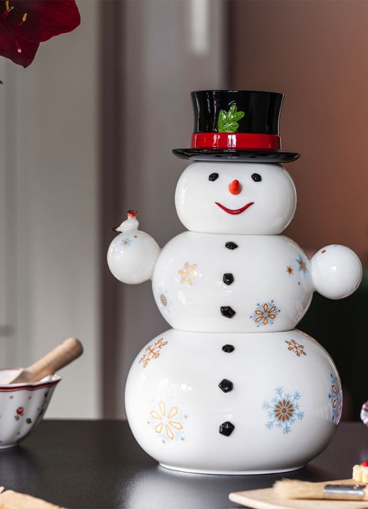 Villeroy & Boch Christmas Toys Memory sneeuwpop opbergdoos  - voorkant 2 gebroken wit
