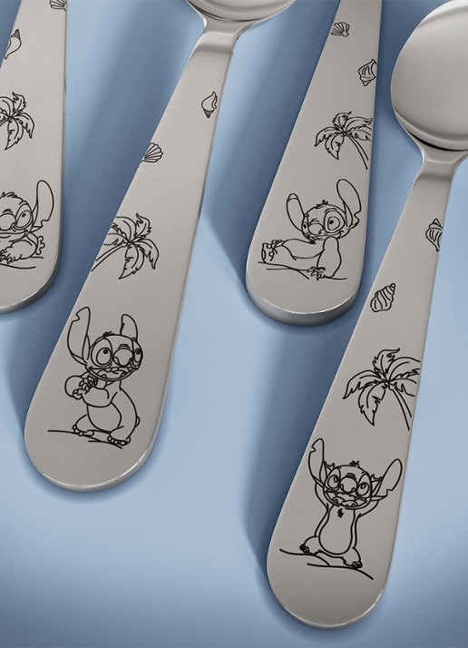 Villeroy & Boch Disney Stitch kinderbestek 4-delig  - achterkant zilver