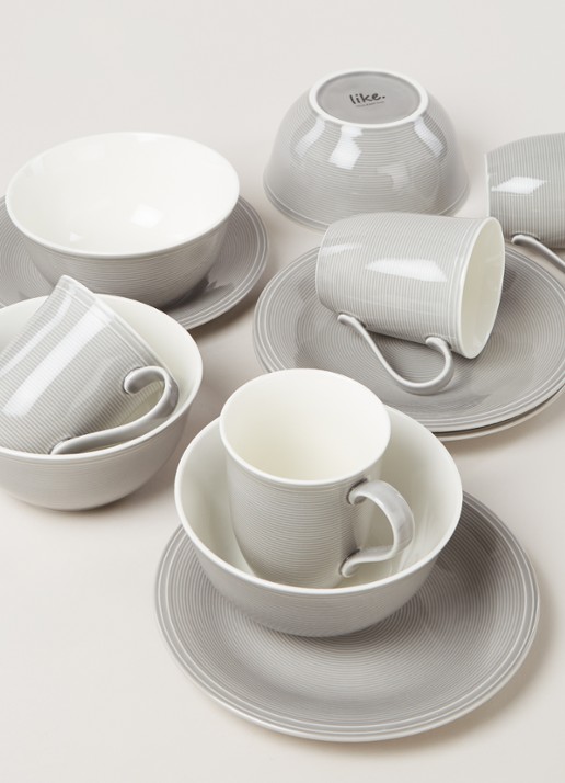Villeroy & Boch Like Color Loop serviesset 12-delig - detail lichtgrijs