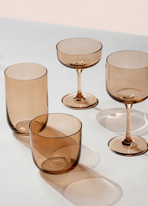 Villeroy & Boch Like drinkglas 38,5 cl set van 2  - achterkant oranjebruin