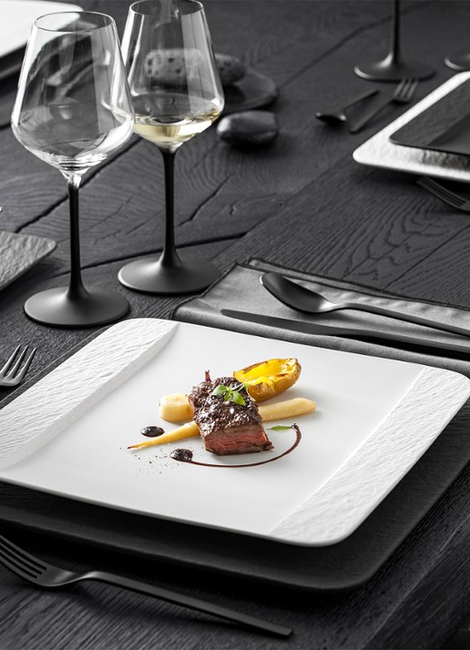 Villeroy & Boch Manufacture Rock dinerbord 28 cm  - voorkant 3 gebroken wit