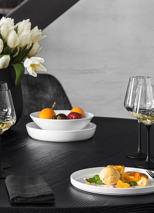 Villeroy & Boch Manufacture Rock witte wijnglas 38 cl set van 4 - detail zwart
