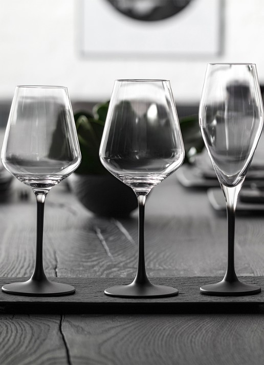 Villeroy & Boch Manufacture Rock witte wijnglas 38 cl set van 4 - voorkant 5 zwart