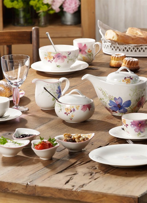 Villeroy & Boch Mariefleur theepot 1,2 liter - voorkant 2 gebroken wit