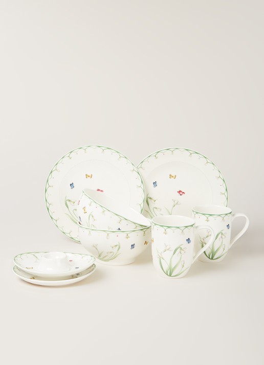 Villeroy & Boch Pasen Colourful Spring ontbijt serviesset 8-delig - voorkant 3 lindegroen