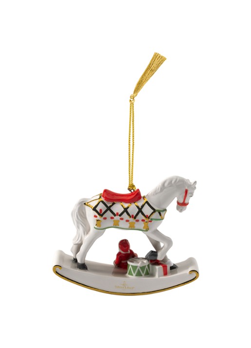 Villeroy & Boch Schommelpaard 2025 kersthanger 10,9 cm - voorkant 5 gebroken wit
