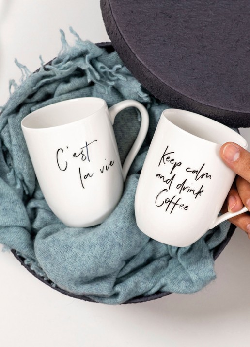 Villeroy & Boch Statement Keep Calm And Drink Coffee kopje 34 cl - achterkant gebroken wit