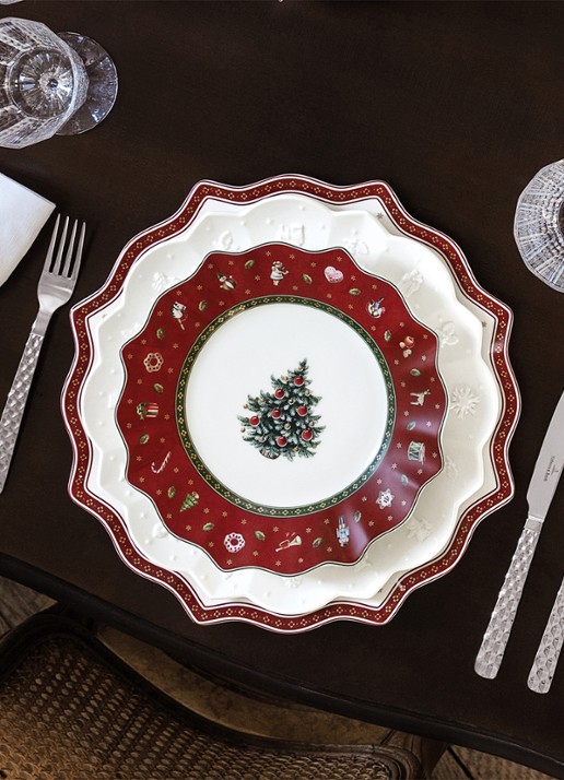 Villeroy & Boch Toy's Delight Kerst dinerbord 24 cm - voorkant 5 steenrood