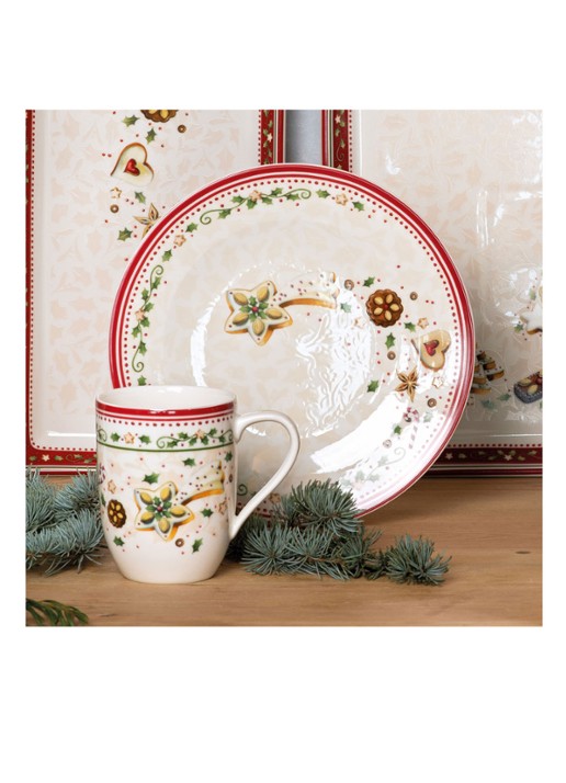 Villeroy & Boch Winter Bakery Delight kerst kopje 34 cl - detail gebroken wit