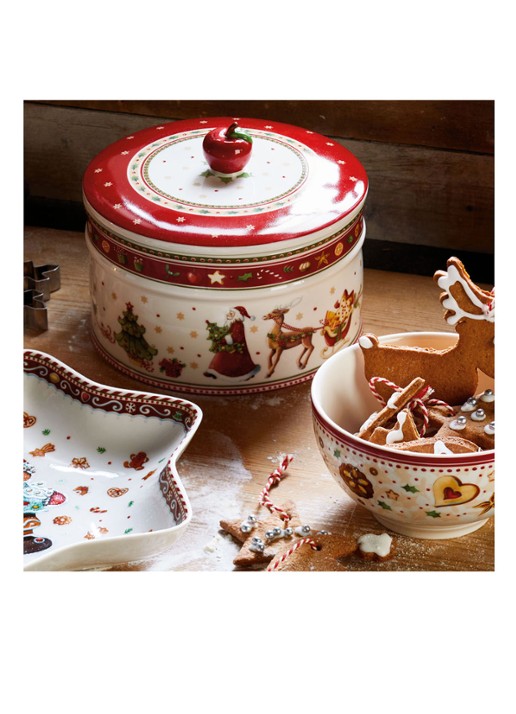 Villeroy & Boch Winter Bakery Delight Kerst snoeppot 17 cm - detail 6 steenrood