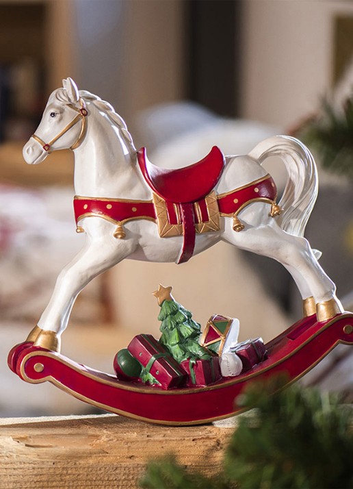 Villeroy & Boch Winter Collage schommelpaard 32,8 cm - achterkant 4 rood
