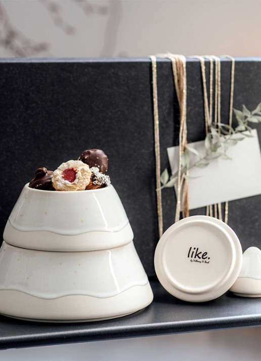 Villeroy & Boch Winter Glow Boom opbergdoos - detail 5 gebroken wit