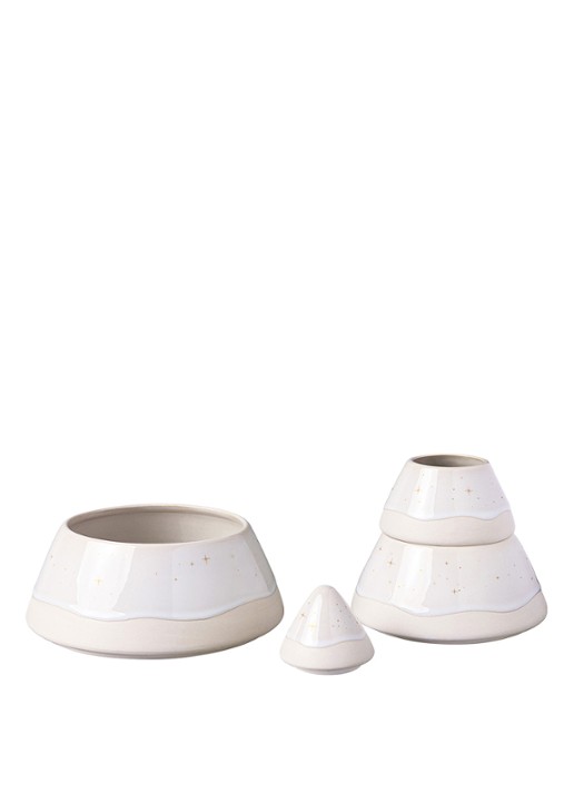 Villeroy & Boch Winter Glow Boom opbergdoos - voorkant 3 gebroken wit