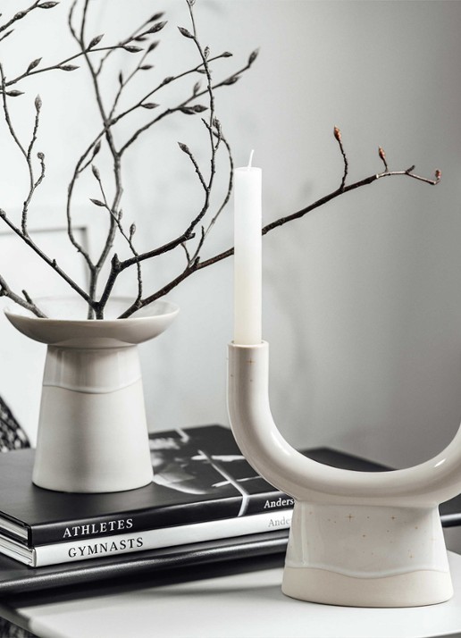 Villeroy & Boch Winter Glow U-vorm kaarshouder 20,5 cm - voorkant 4 gebroken wit