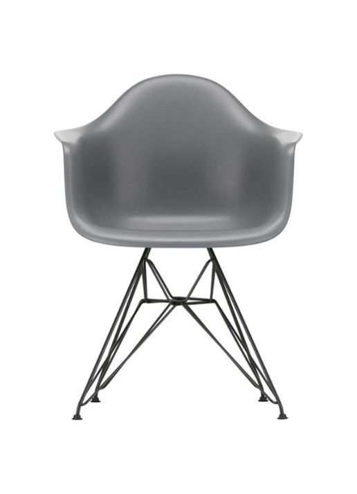 Vitra Eames DAR stoel zwart gepoedercoat onderstel,  - voorkant grijs