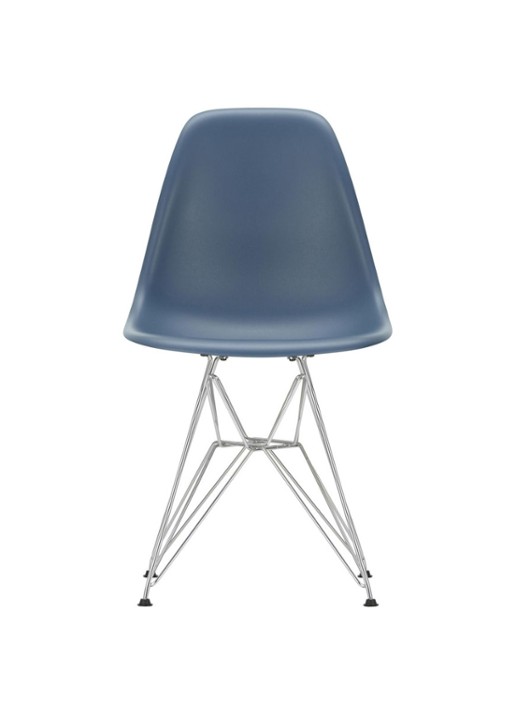 Vitra Eames DSR stoel verchroomd onderstel,  - voorkant blauw