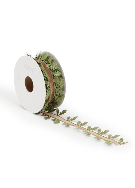 Vivant Oak kerstlint 10 meter x 38 mm - voorkant mosgroen