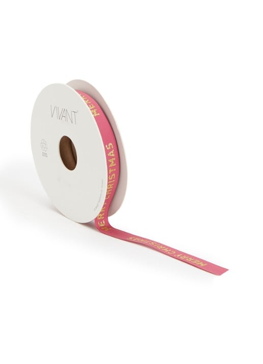 Vivant Satin Christmas kerstlint 15 meter x 12 mm - voorkant fuchsia