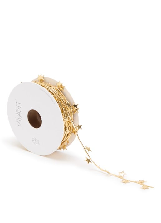 Vivant Starly kerstlint 15 meter x 25 mm - voorkant goud